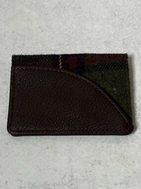 Slim Card Holder Wallet British Bag Company Small Brown Wool Plaid NEW